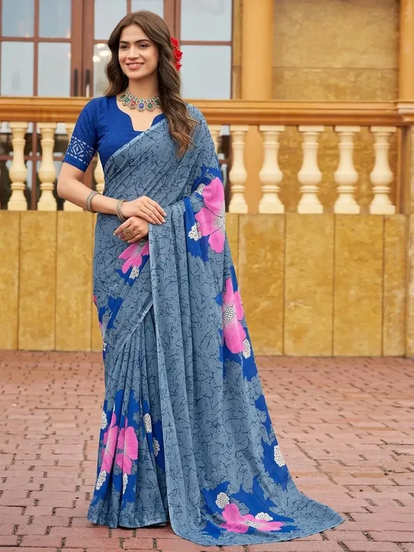 Leelavati_Printed_Floral_Print_Geometric_Print_Blocked_Printed_Daily_Wear_Pure_Cotton_Saree_Grey