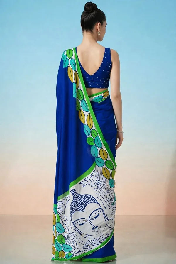 Leelavati_Printed_Floral_Print_Geometric_Print_Blocked_Printed_Daily_Wear_Pure_Cotton_Saree_Blue