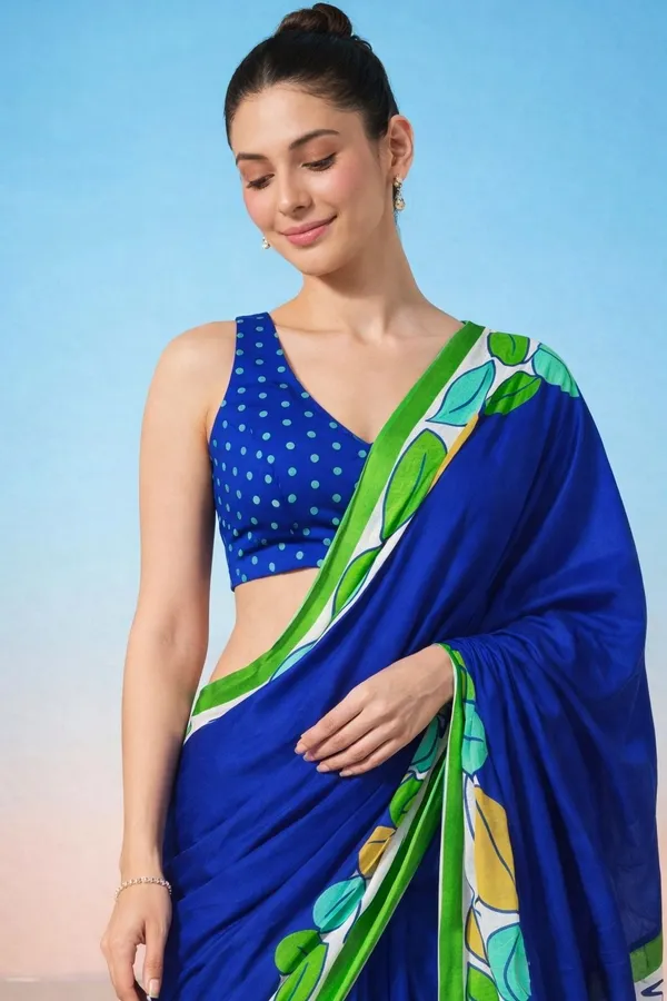 Leelavati_Printed_Floral_Print_Geometric_Print_Blocked_Printed_Daily_Wear_Pure_Cotton_Saree_Blue