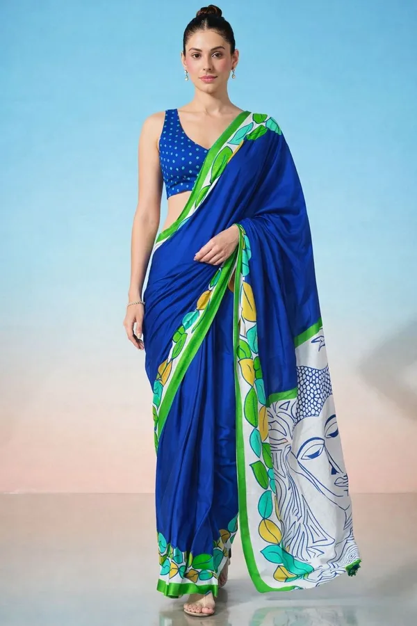 Leelavati_Printed_Floral_Print_Geometric_Print_Blocked_Printed_Daily_Wear_Pure_Cotton_Saree_Blue