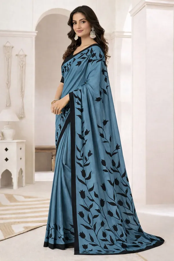 Leelavati_Printed_Floral_Print_Geometric_Print_Blocked_Printed_Daily_Wear_Pure_Cotton_Saree_Grey