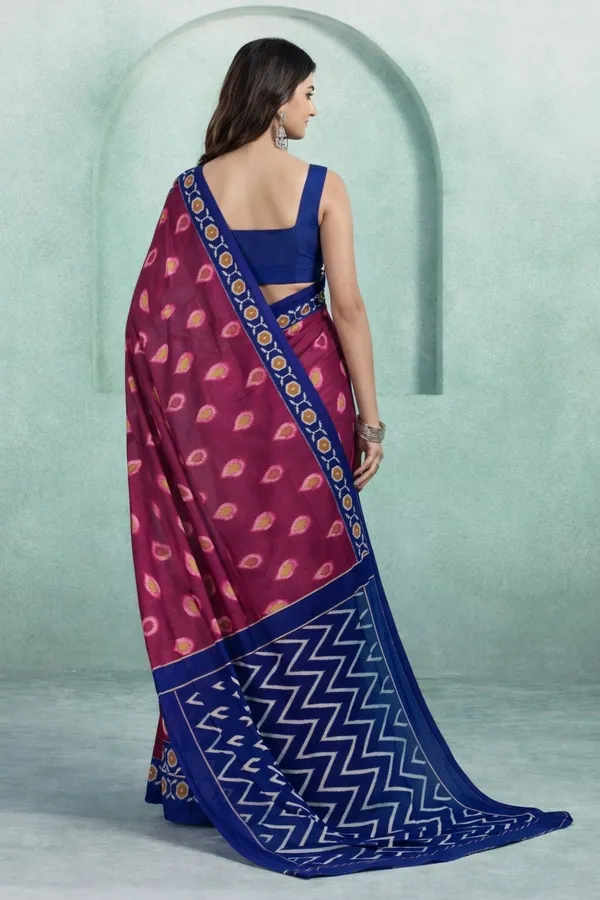 Leelavati_Printed_Floral_Print_Geometric_Print_Blocked_Printed_Daily_Wear_Pure_Cotton_Saree_Pink