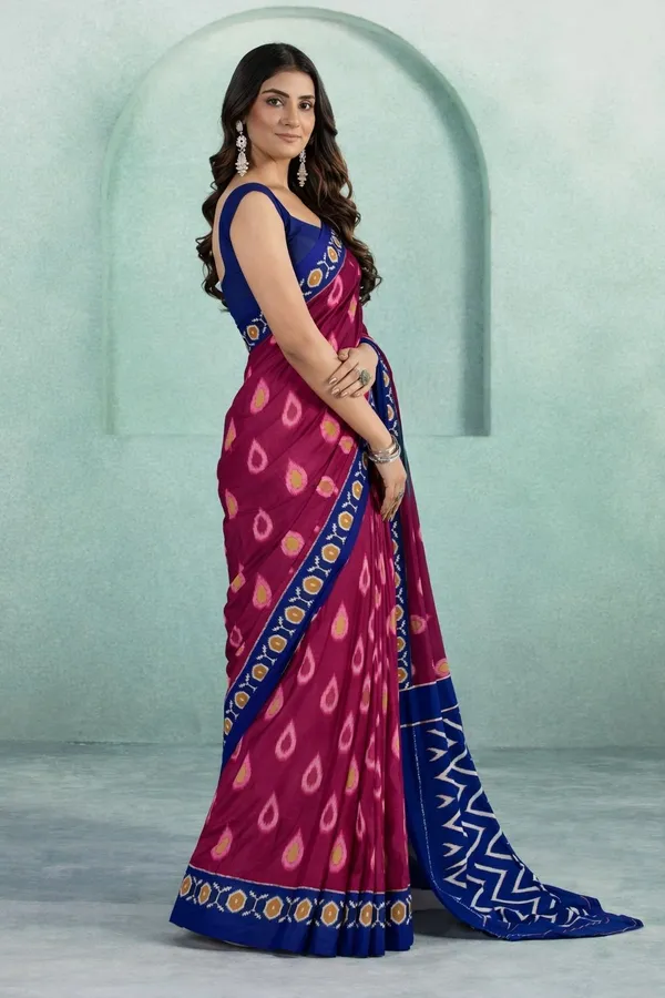 Leelavati_Printed_Floral_Print_Geometric_Print_Blocked_Printed_Daily_Wear_Pure_Cotton_Saree_Pink