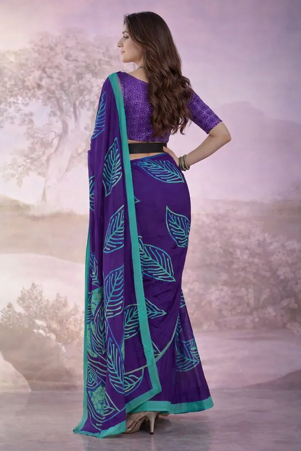 Leelavati_Printed_Floral_Print_Geometric_Print_Blocked_Printed_Daily_Wear_Pure_Cotton_Saree_Purple
