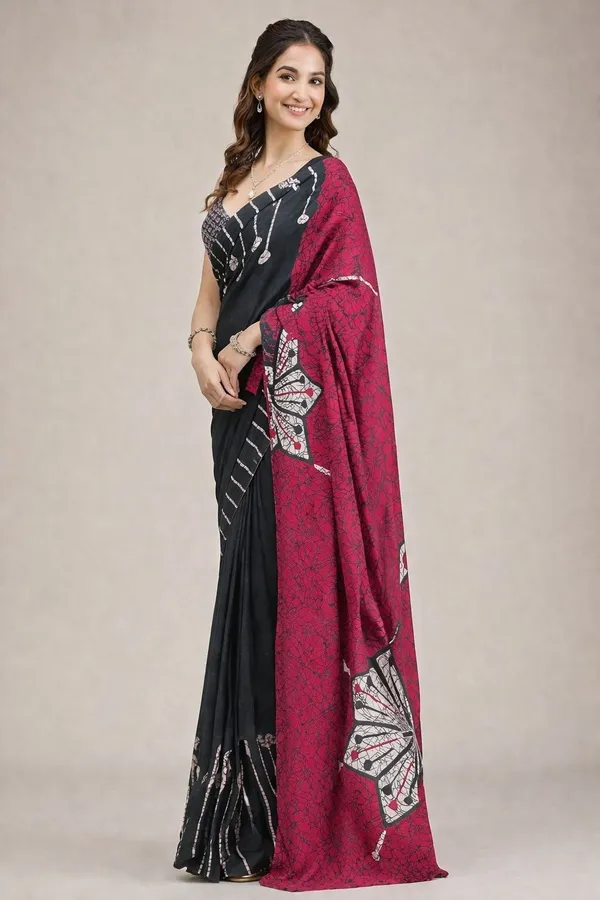 Leelavati_Printed_Floral_Print_Geometric_Print_Blocked_Printed_Daily_Wear_Pure_Cotton_Saree_Grey