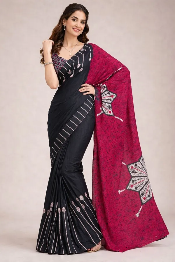 Leelavati_Printed_Floral_Print_Geometric_Print_Blocked_Printed_Daily_Wear_Pure_Cotton_Saree_Grey