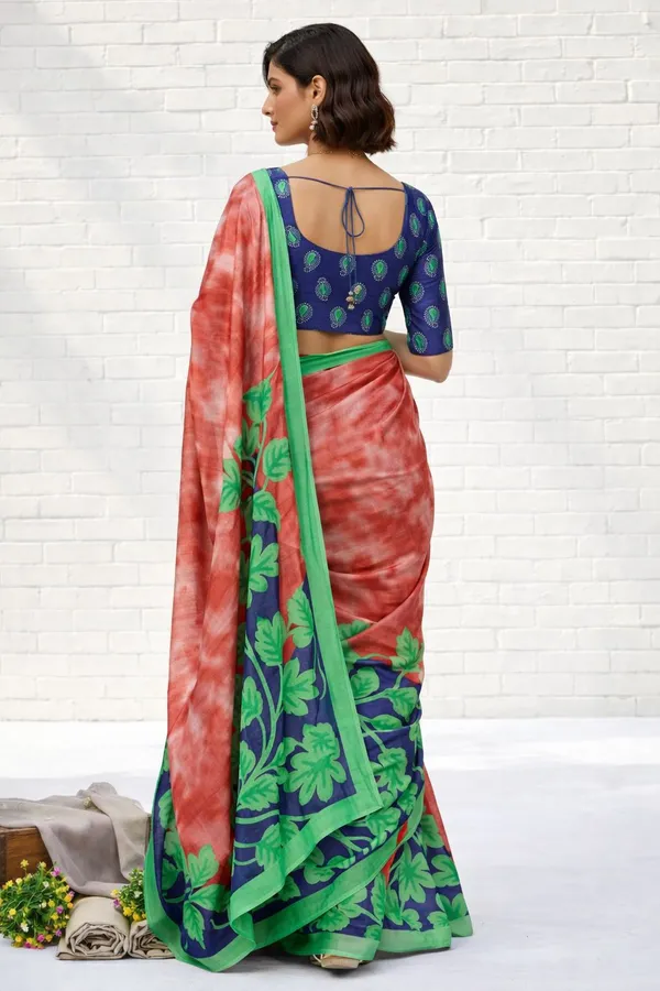 Leelavati_Printed_Floral_Print_Geometric_Print_Blocked_Printed_Daily_Wear_Pure_Cotton_Saree_Green