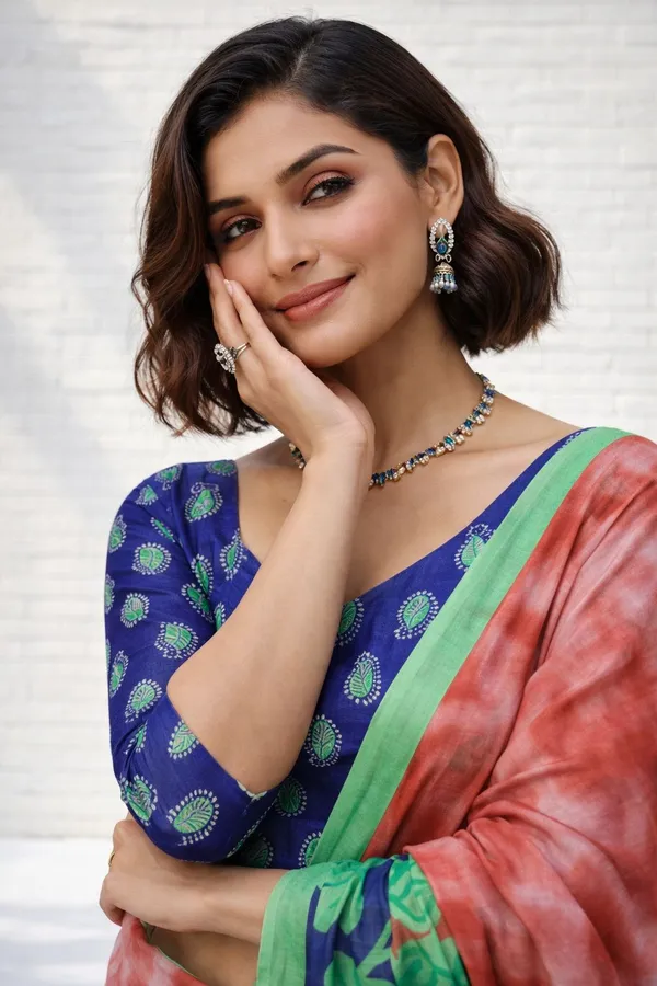 Leelavati_Printed_Floral_Print_Geometric_Print_Blocked_Printed_Daily_Wear_Pure_Cotton_Saree_Green