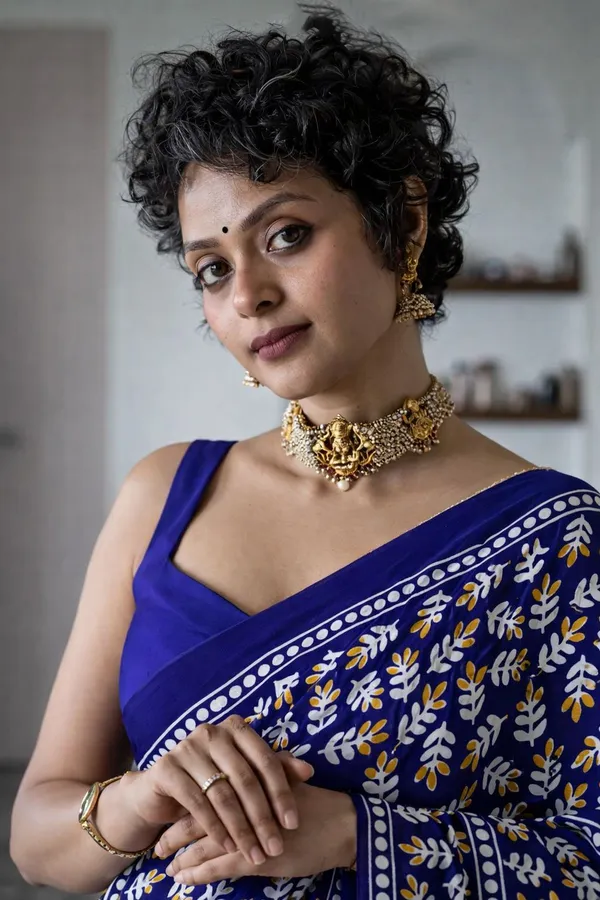 Leelavati_Printed_Floral_Print_Geometric_Print_Blocked_Printed_Daily_Wear_Pure_Cotton_Saree_Blue
