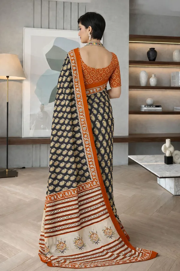 Leelavati_Printed_Floral_Print_Geometric_Print_Blocked_Printed_Daily_Wear_Pure_Cotton_Saree_Black