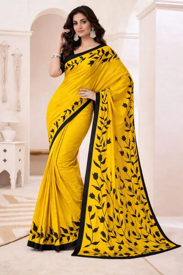 Leelavati_Printed_Floral_Print_Geometric_Print_Blocked_Printed_Daily_Wear_Pure_Cotton_Saree_Yellow