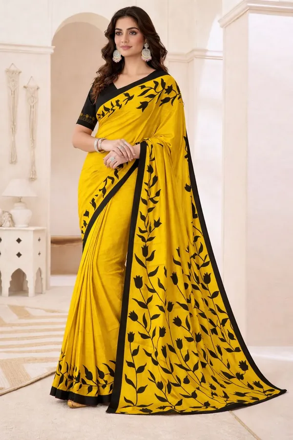 Leelavati_Printed_Floral_Print_Geometric_Print_Blocked_Printed_Daily_Wear_Pure_Cotton_Saree_Yellow