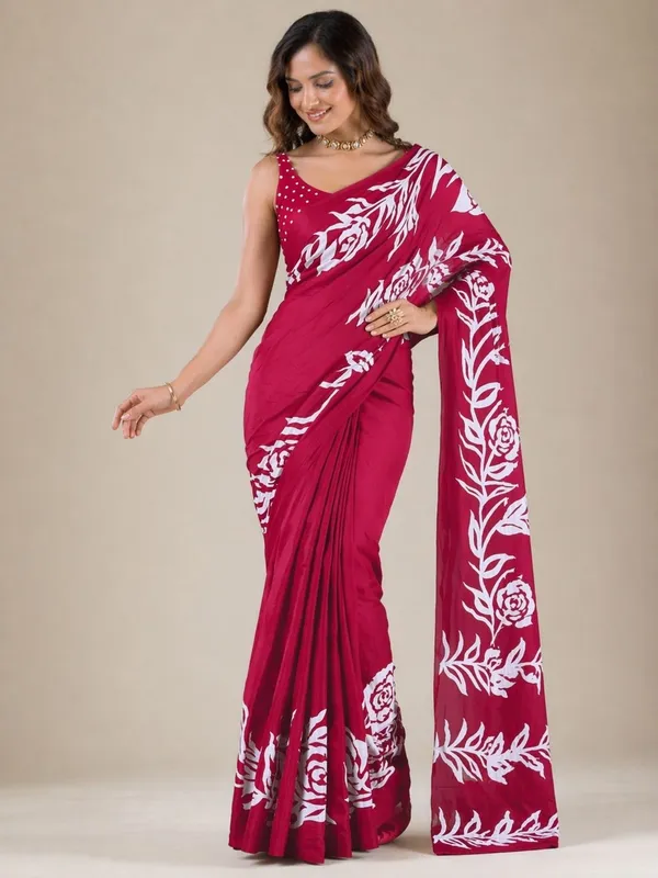 Leelavati_Printed_Floral_Print_Geometric_Print_Blocked_Printed_Daily_Wear_Pure_Cotton_Saree_Pink