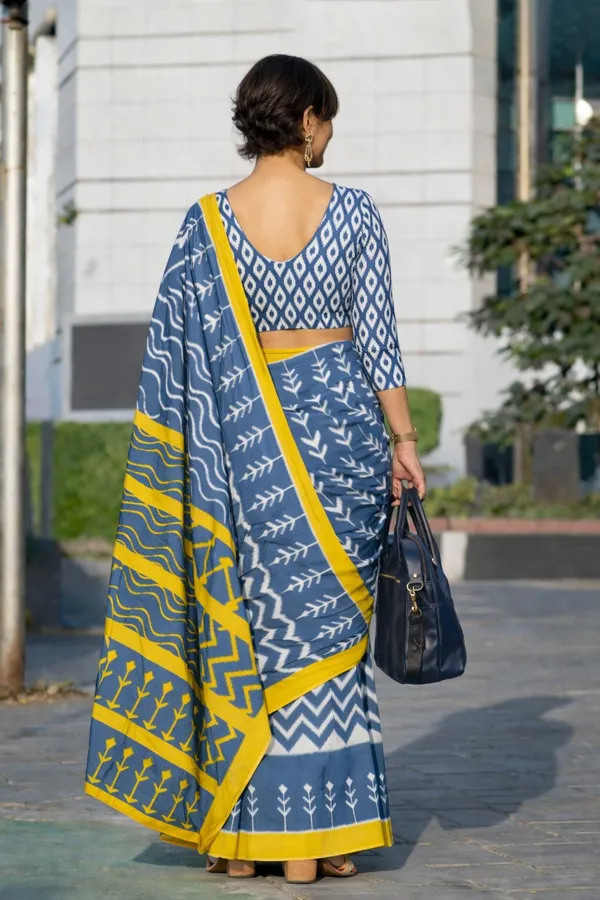 Leelavati_Printed_Floral_Print_Geometric_Print_Blocked_Printed_Daily_Wear_Pure_Cotton_Saree_Grey
