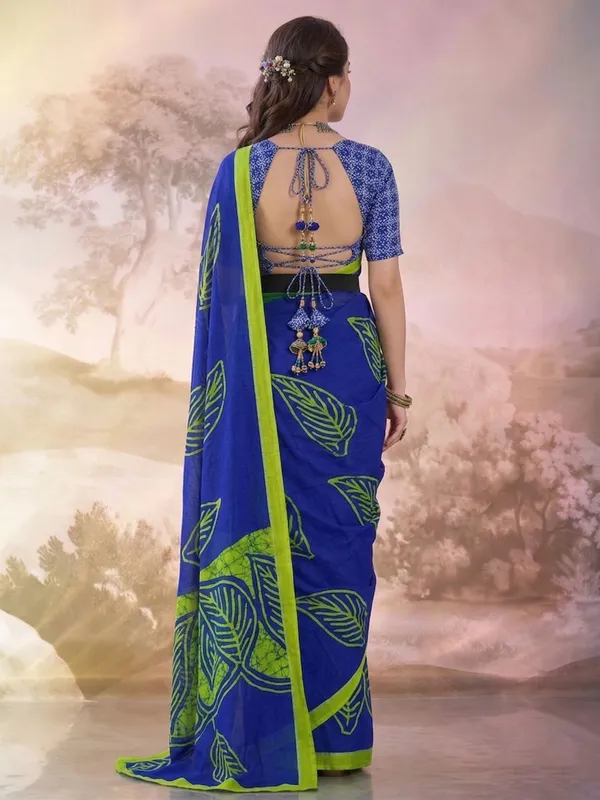 Leelavati_Printed_Floral_Print_Geometric_Print_Blocked_Printed_Daily_Wear_Pure_Cotton_Saree_Blue
