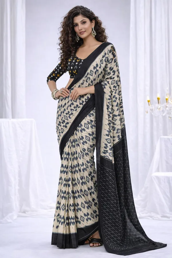 Leelavati_Printed_Floral_Print_Geometric_Print_Blocked_Printed_Daily_Wear_Pure_Cotton_Saree_Black