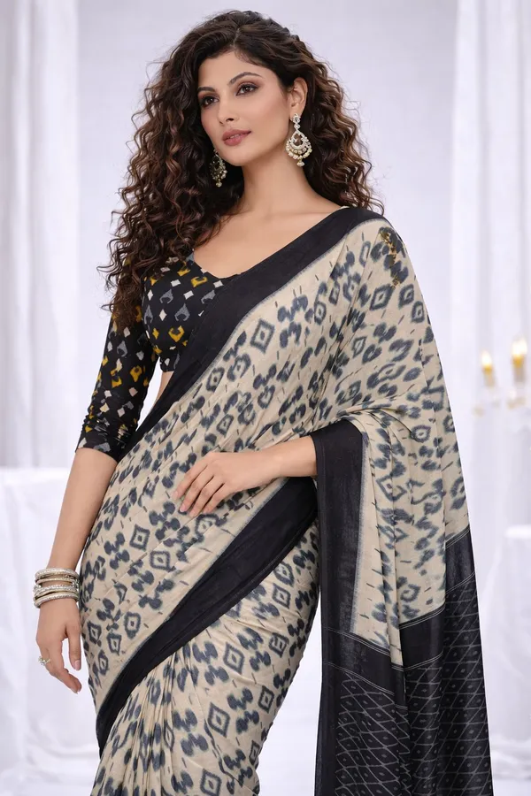 Leelavati_Printed_Floral_Print_Geometric_Print_Blocked_Printed_Daily_Wear_Pure_Cotton_Saree_Black
