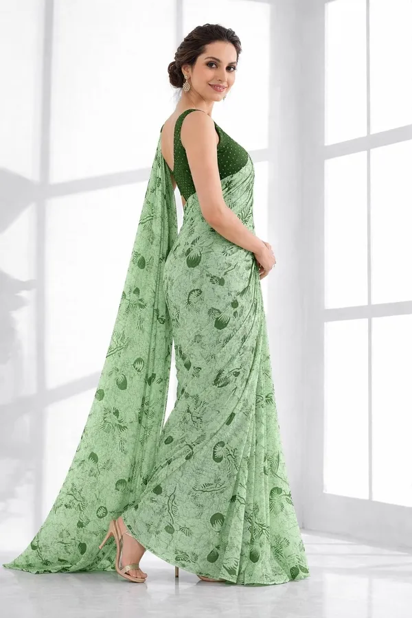 Leelavati_Printed_Floral_Print_Geometric_Print_Blocked_Printed_Daily_Wear_Pure_Cotton_Saree_Dark_Green