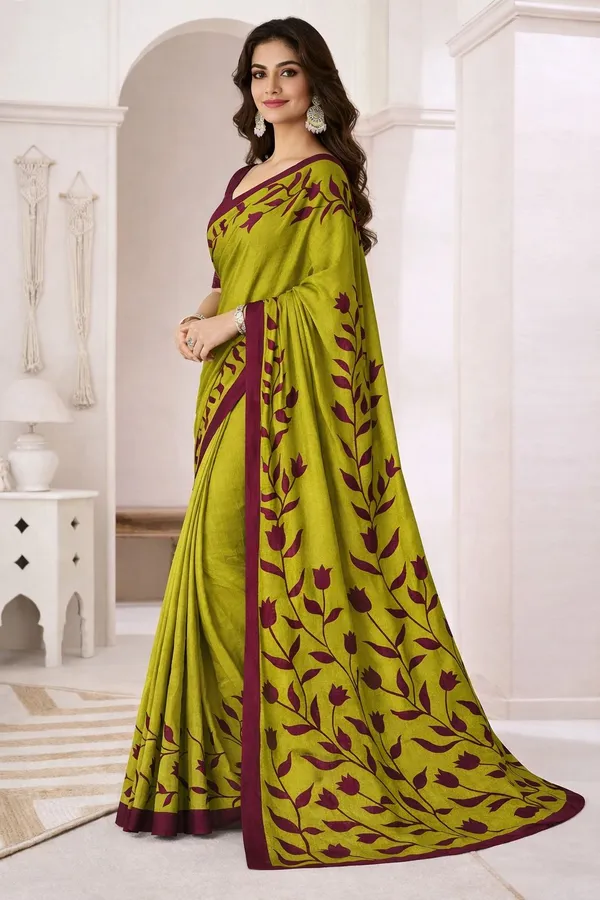 Leelavati_Printed_Floral_Print_Geometric_Print_Blocked_Printed_Daily_Wear_Pure_Cotton_Saree_Green