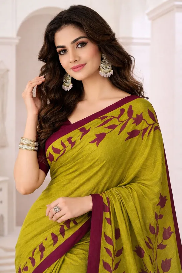 Leelavati_Printed_Floral_Print_Geometric_Print_Blocked_Printed_Daily_Wear_Pure_Cotton_Saree_Green