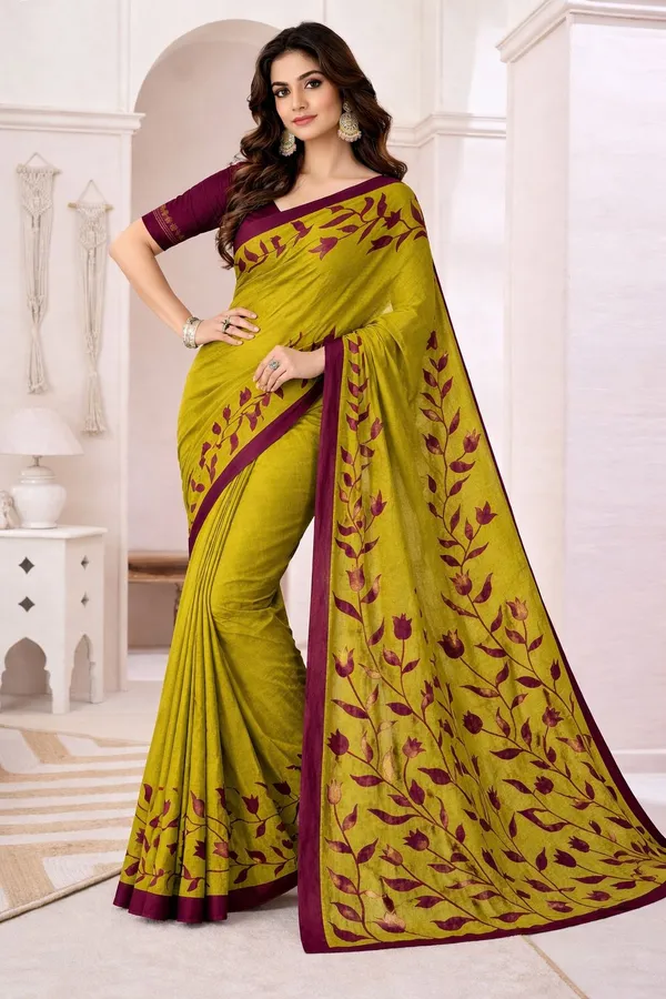 Leelavati_Printed_Floral_Print_Geometric_Print_Blocked_Printed_Daily_Wear_Pure_Cotton_Saree_Green