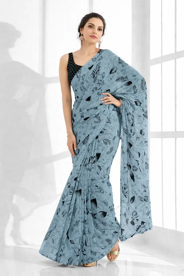Leelavati_Printed_Floral_Print_Geometric_Print_Blocked_Printed_Daily_Wear_Pure_Cotton_Saree_Grey