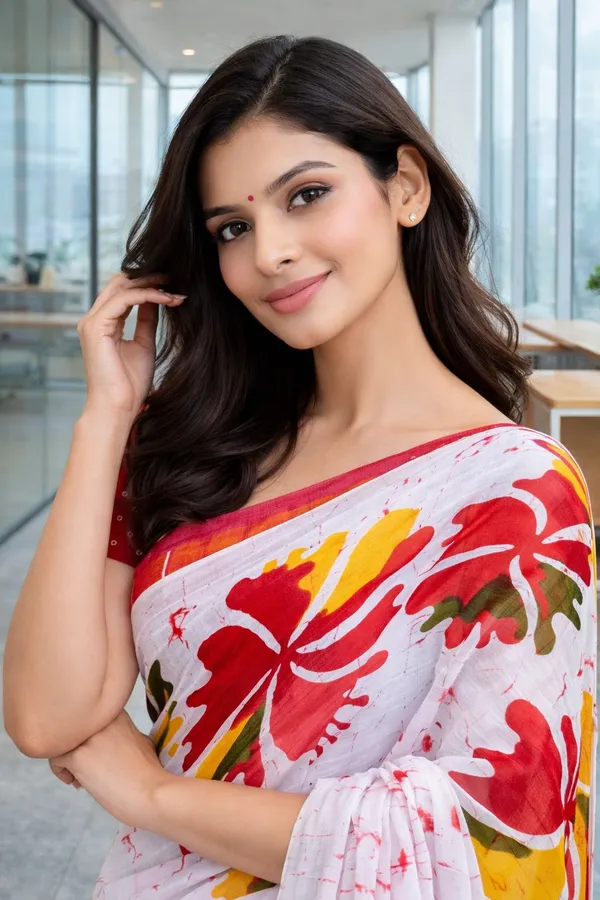 Leelavati_Printed_Floral_Print_Geometric_Print_Blocked_Printed_Daily_Wear_Pure_Cotton_Saree_White_And_Pink