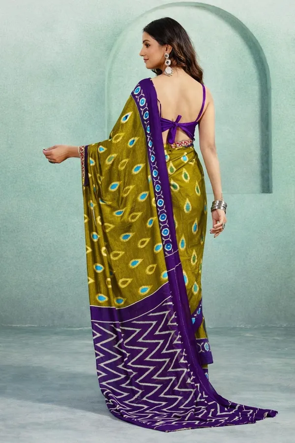 Leelavati_Printed_Floral_Print_Geometric_Print_Blocked_Printed_Daily_Wear_Pure_Cotton_Saree_Green