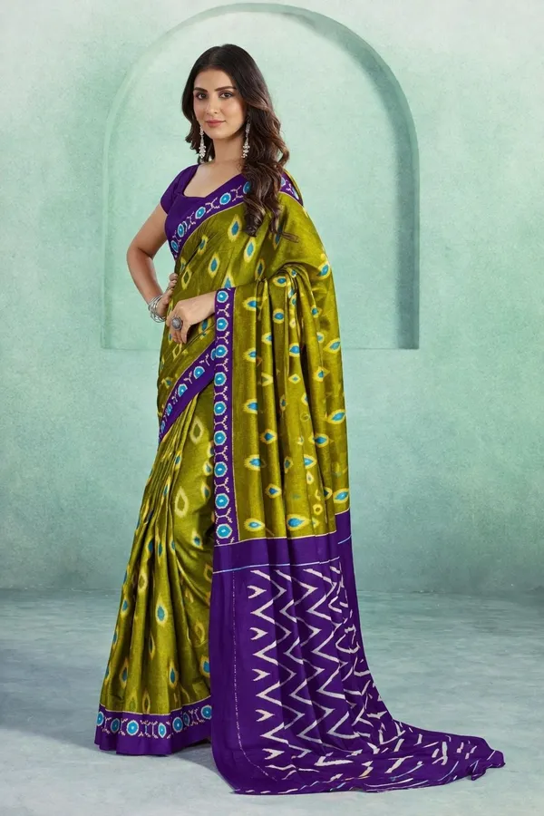 Leelavati_Printed_Floral_Print_Geometric_Print_Blocked_Printed_Daily_Wear_Pure_Cotton_Saree_Green