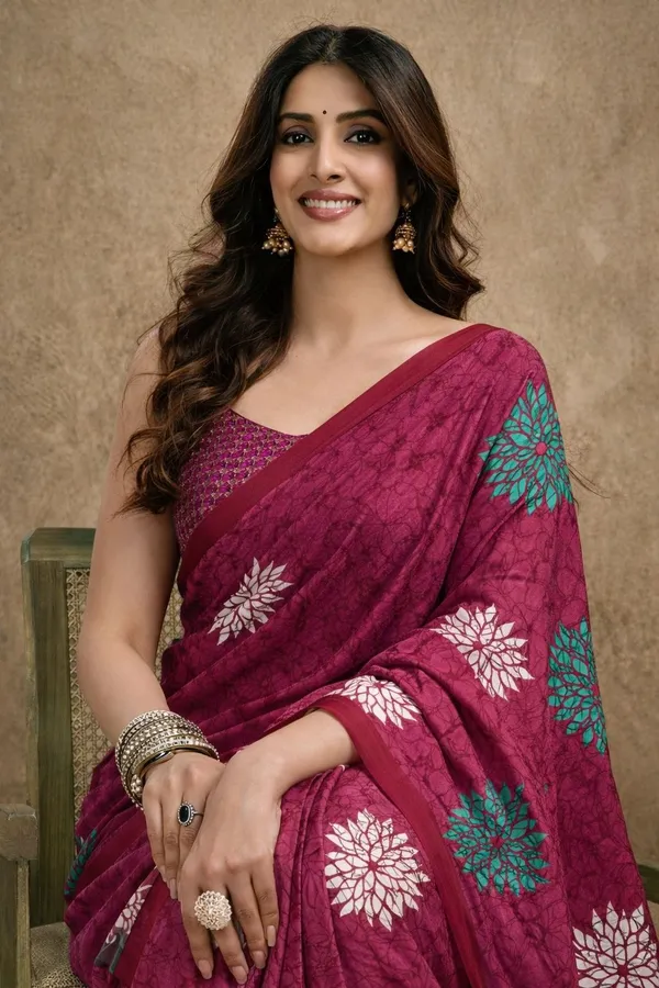 Leelavati_Printed_Floral_Print_Geometric_Print_Blocked_Printed_Daily_Wear_Pure_Cotton_Saree_Pink