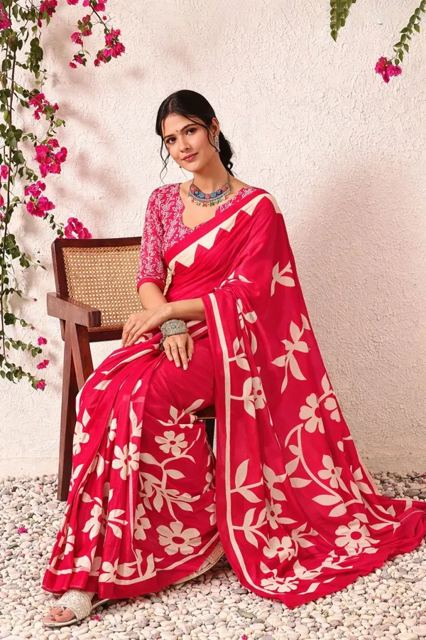 Leelavati_Printed_Floral_Print_Geometric_Print_Blocked_Printed_Daily_Wear_Pure_Cotton_Saree_Pink
