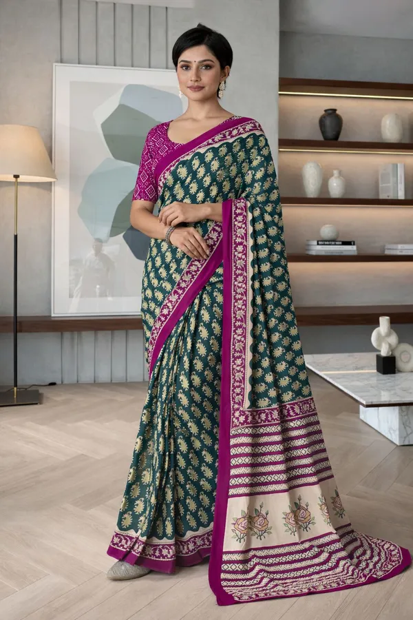 Leelavati_Printed_Floral_Print_Geometric_Print_Blocked_Printed_Daily_Wear_Pure_Cotton_Saree_Grey
