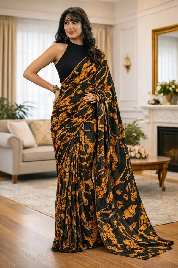 Leelavati_Printed_Floral_Print_Geometric_Print_Blocked_Printed_Daily_Wear_Pure_Cotton_Saree_Mustard