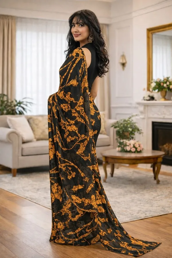 Leelavati_Printed_Floral_Print_Geometric_Print_Blocked_Printed_Daily_Wear_Pure_Cotton_Saree_Mustard