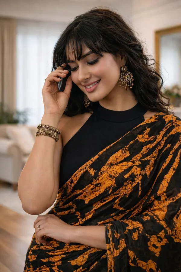 Leelavati_Printed_Floral_Print_Geometric_Print_Blocked_Printed_Daily_Wear_Pure_Cotton_Saree_Mustard