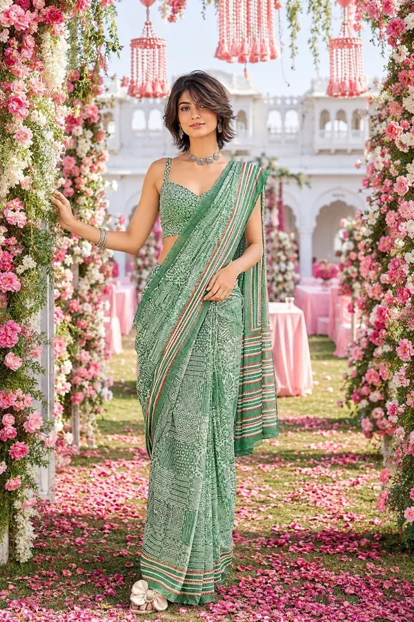 Leelavati_Printed_Floral_Print_Geometric_Print_Blocked_Printed_Daily_Wear_Pure_Cotton_Saree_Light_Green