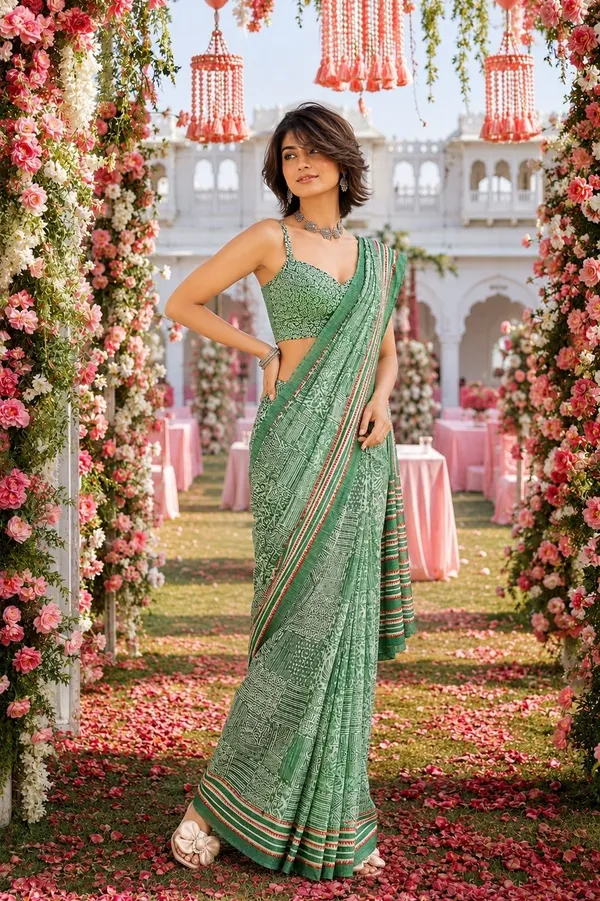 Leelavati_Printed_Floral_Print_Geometric_Print_Blocked_Printed_Daily_Wear_Pure_Cotton_Saree_Light_Green