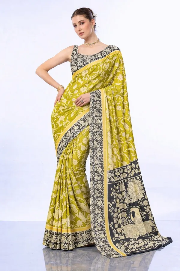 Leelavati_Printed_Floral_Print_Geometric_Print_Blocked_Printed_Daily_Wear_Pure_Cotton_Saree_Green