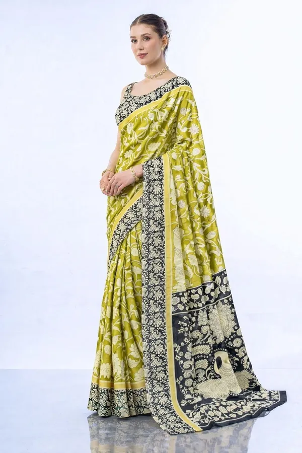 Leelavati_Printed_Floral_Print_Geometric_Print_Blocked_Printed_Daily_Wear_Pure_Cotton_Saree_Green