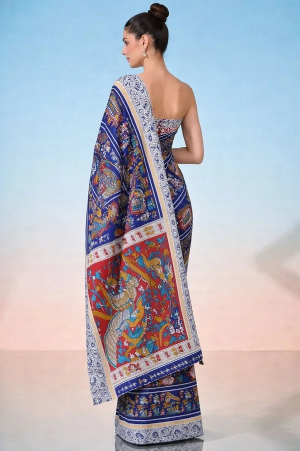 Leelavati_Printed_Floral_Print_Geometric_Print_Blocked_Printed_Daily_Wear_Pure_Cotton_Saree_Blue