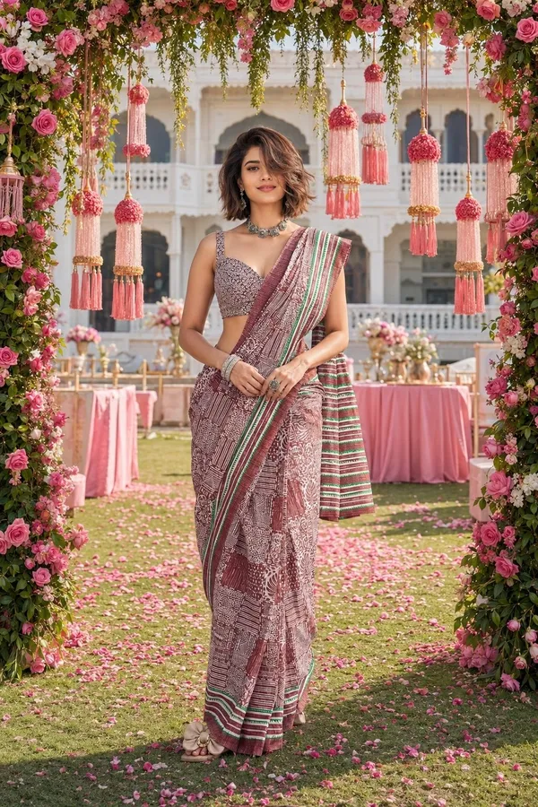 Leelavati_Printed_Floral_Print_Geometric_Print_Blocked_Printed_Daily_Wear_Pure_Cotton_Saree_Red