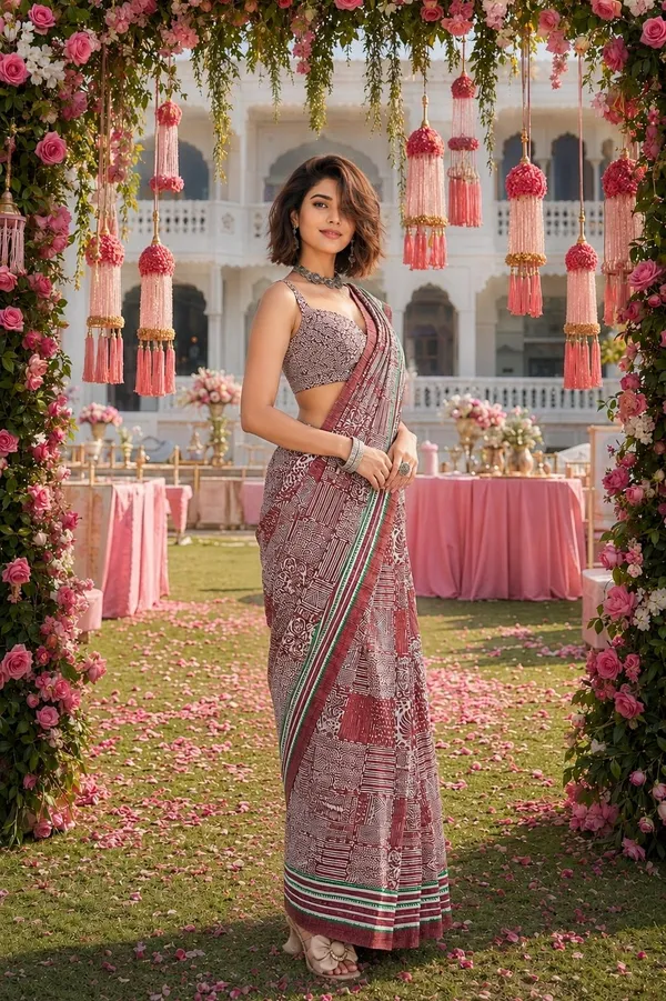 Leelavati_Printed_Floral_Print_Geometric_Print_Blocked_Printed_Daily_Wear_Pure_Cotton_Saree_Red