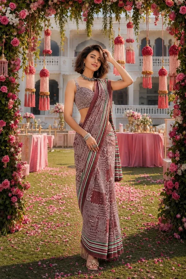 Leelavati_Printed_Floral_Print_Geometric_Print_Blocked_Printed_Daily_Wear_Pure_Cotton_Saree_Red