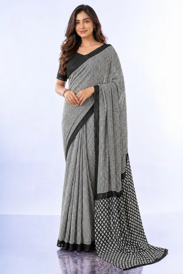 Leelavati_Printed_Floral_Print_Geometric_Print_Blocked_Printed_Daily_Wear_Pure_Cotton_Saree_Grey