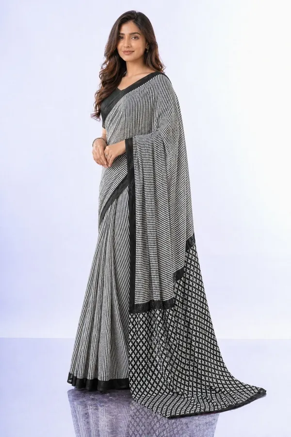 Leelavati_Printed_Floral_Print_Geometric_Print_Blocked_Printed_Daily_Wear_Pure_Cotton_Saree_Grey