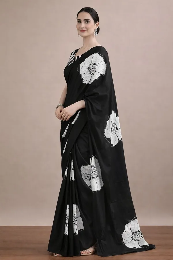 Leelavati_Printed_Floral_Print_Geometric_Print_Blocked_Printed_Daily_Wear_Pure_Cotton_Saree_Black