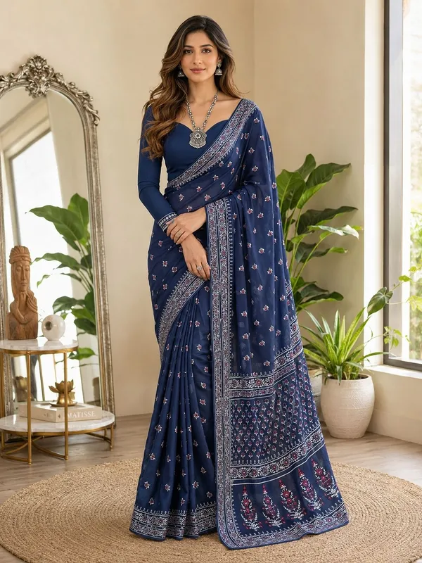 Leelavati_Printed_Daily_Wear_Pure_Cotton_Saree_Blue