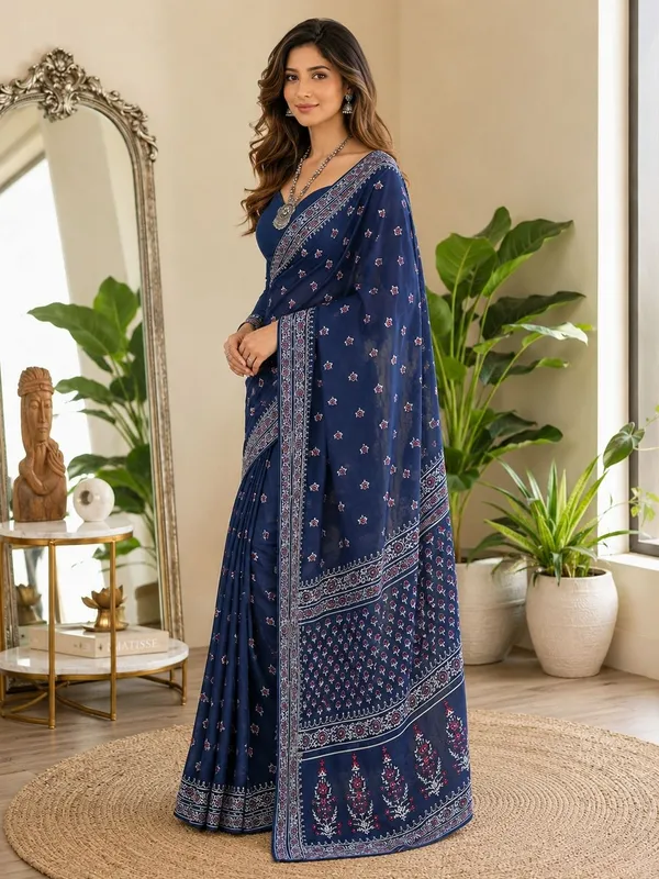 Leelavati_Printed_Daily_Wear_Pure_Cotton_Saree_Blue