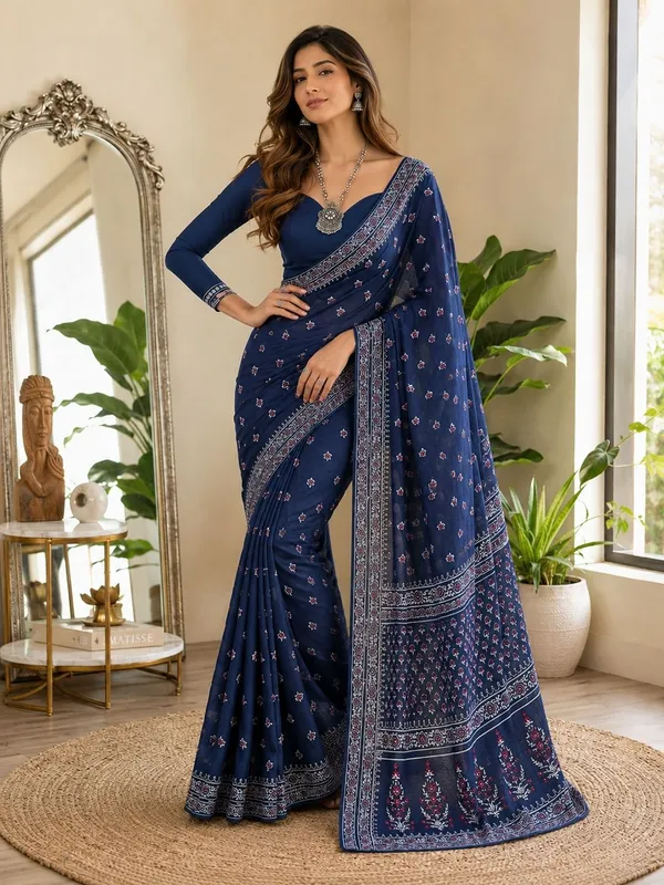 Leelavati_Printed_Daily_Wear_Pure_Cotton_Saree_Blue