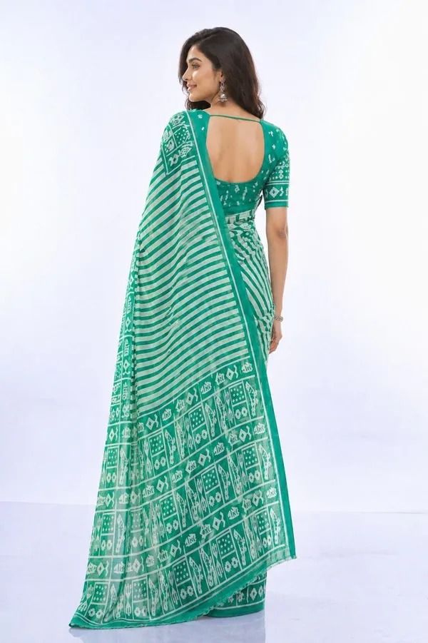 Leelavati_Printed_Floral_Print_Geometric_Print_Blocked_Printed_Daily_Wear_Pure_Cotton_Saree_Light_Green